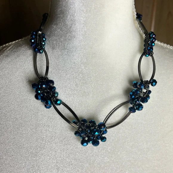 Women’s Multi-Color Beaded Necklace Set — Purple, Turquoise, Cream, Gold Accents - Picture 11 of 11